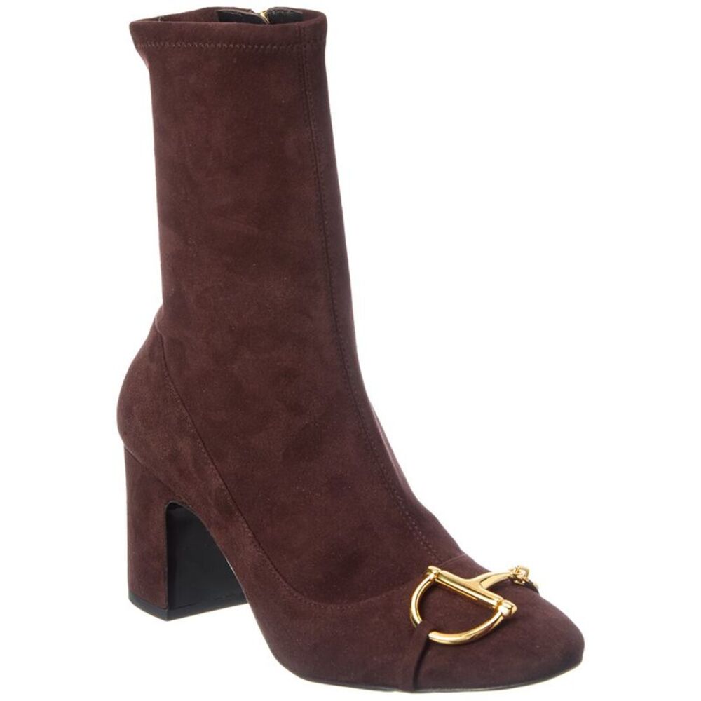 Gucci Half Horsebit Suede Boot, Brown
